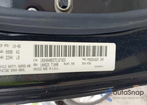 2007 Dodge Caliber Sxt z USA, uszkodzony, nr VIN 1B3HB48B37D167323